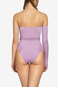 One Shoulder Wave Belted Swimsuit back mobile