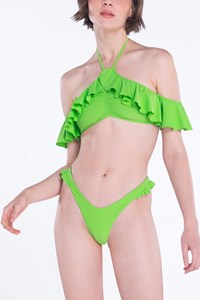 Ruffle Off Shoulder Halter & Ruffle Brazilian Brief front mobile