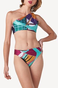 Front Cutout One Shoulder Bikini & Mid Brief front mobile