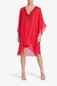 Deep V-neck dress front mobile