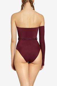 One Shoulder Wave Belted Swimsuit back mobile